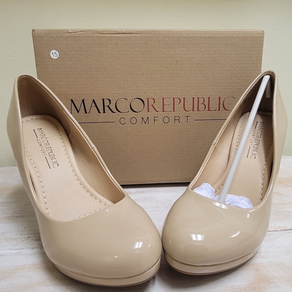 Marco Republic Comfort Beige Heels NEW - Picture 2 of 5